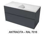 Meuble avec vasque Solid-Surface, finition bois ou couleurs, deux tiroirs à onglet, Largeur 100, 120 et 140 cm, P. 45 cm, Hauteur 56 cm, Stock disponible, LIVRAISON OFFERTE